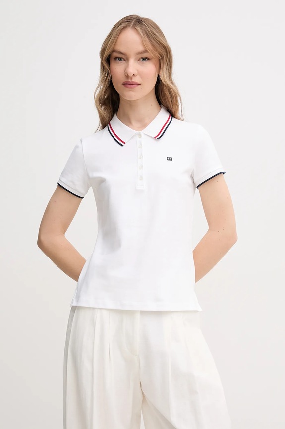 Polo tričko Tommy Hilfiger nášivka biela WW0WW44517