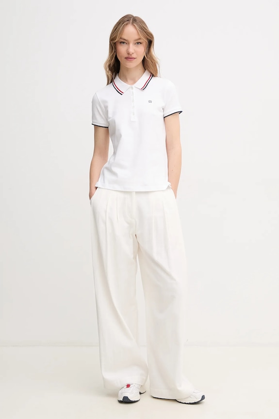 Polo tričko Tommy Hilfiger WW0WW44517 biela SS25