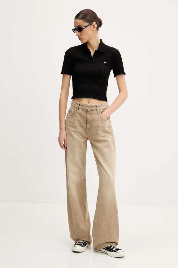 Tommy Jeans poló DW0DW20296 fekete SS25