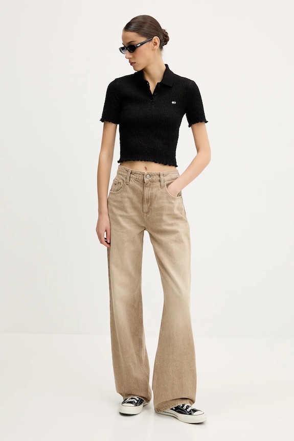 Tommy Jeans poló DW0DW20296 fekete SS25