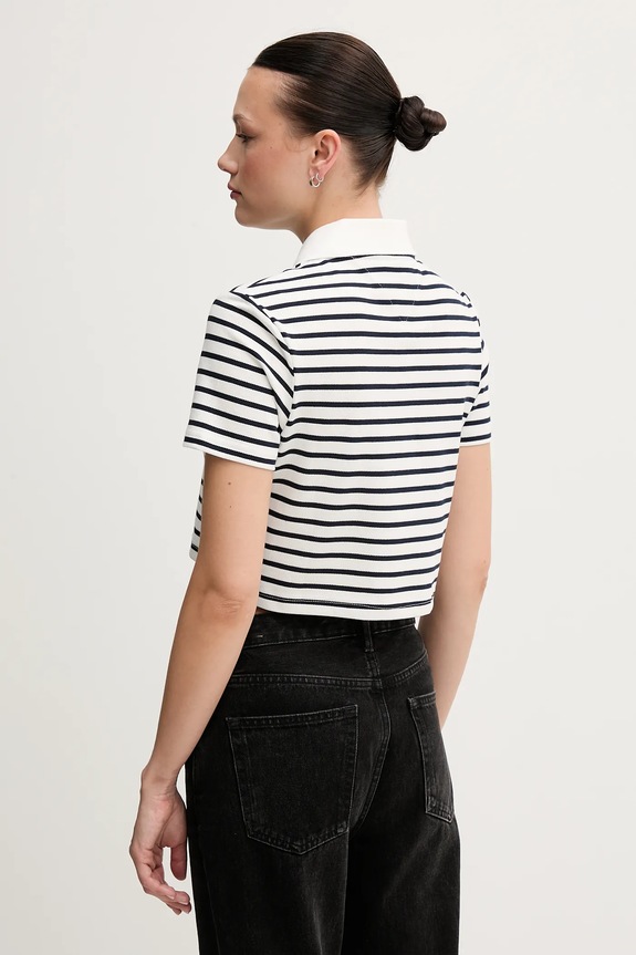 Tommy Jeans polo damskie bawełniane z elastanem DW0DW21363 biały SS26
