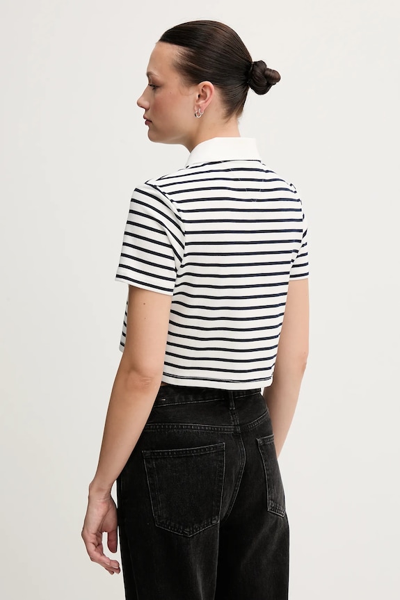 Tommy Jeans polo damskie bawełniane z elastanem DW0DW21363 biały SS26