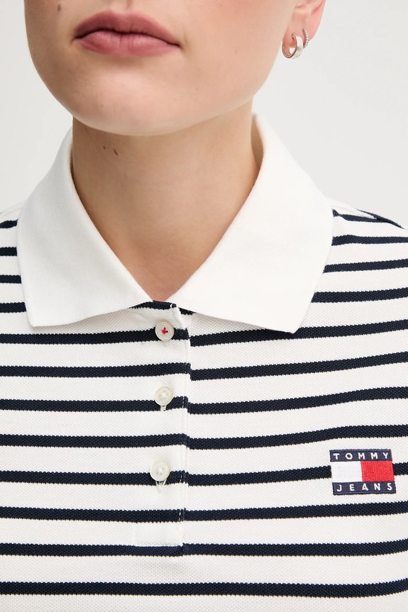 Tommy Jeans polo damskie bawełniane z elastanem biały DW0DW21363