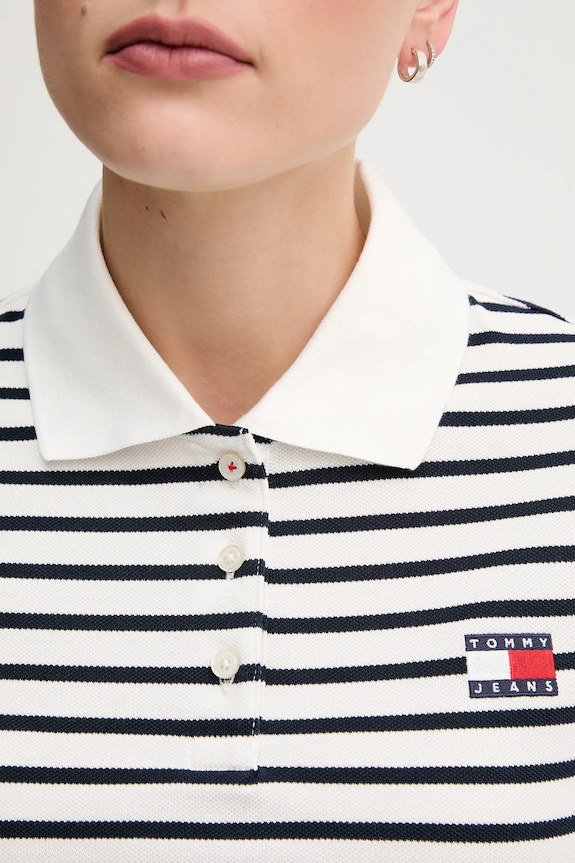Tommy Jeans polo damskie bawełniane z elastanem biały DW0DW21363