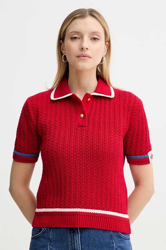Bally sweter bawełniany bawełna czerwony WKN09O