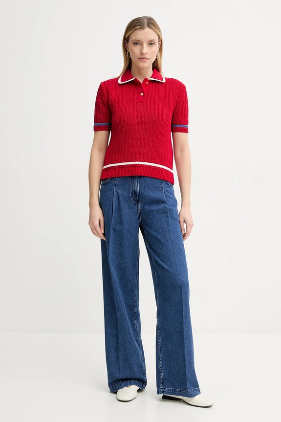 Bally sweter bawełniany WKN09O czerwony SS25