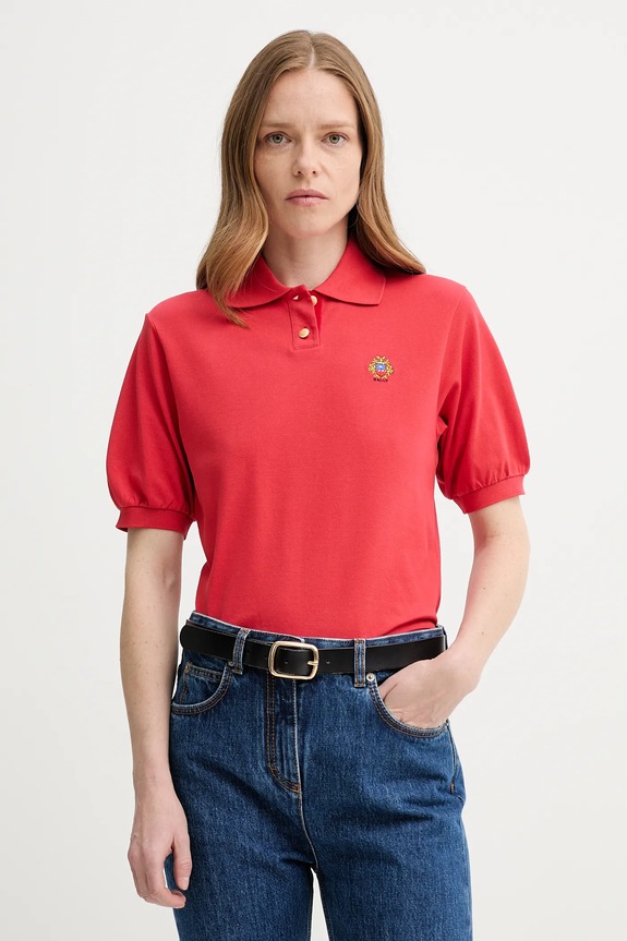 Bavlněné polo tričko Bally nášivka červená WJE077