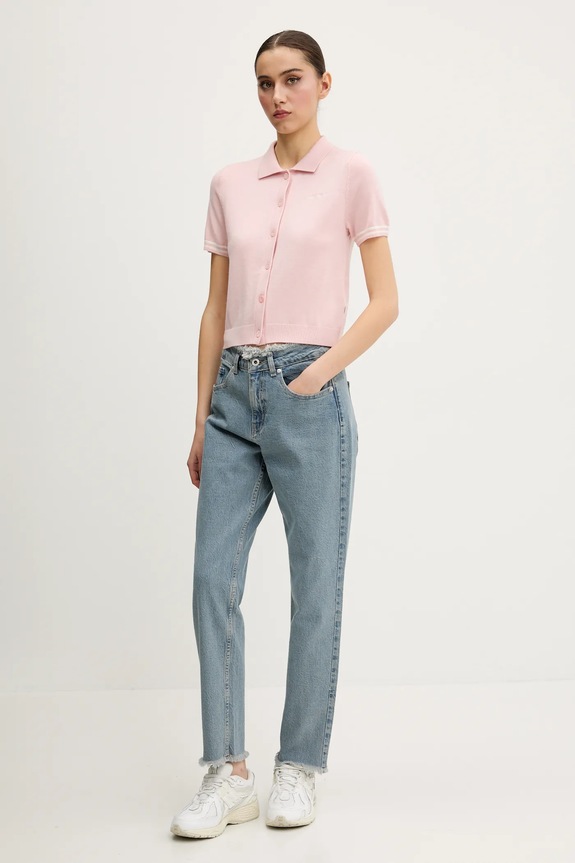 Polo majica s vunom Guess Jeans W5GR03.Z3HO2 roza SS25