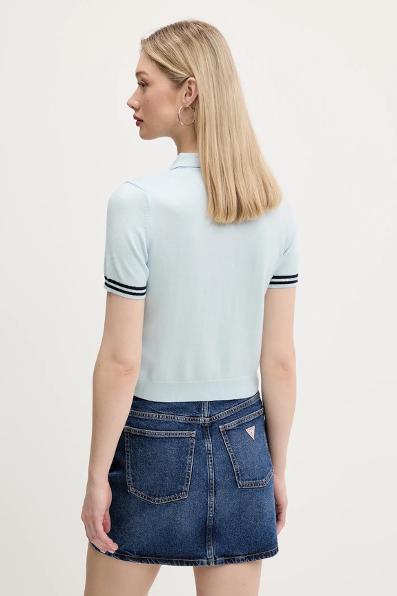 Ρούχα Μπλουζάκι πόλο με μείγμα μαλλί Guess Jeans W5GR03.Z3HO2 μπλε