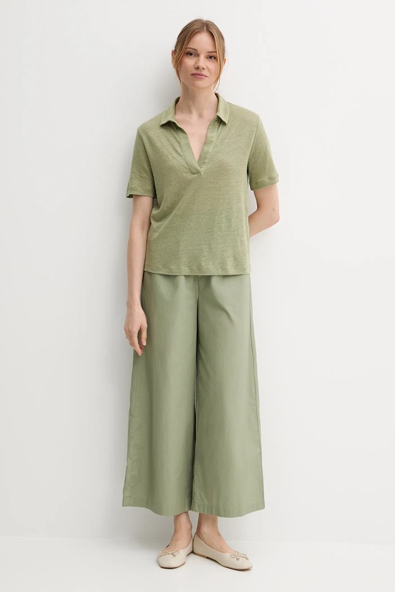 Λινό πόλο United Colors of Benetton 37UJD300Y πράσινο SS25