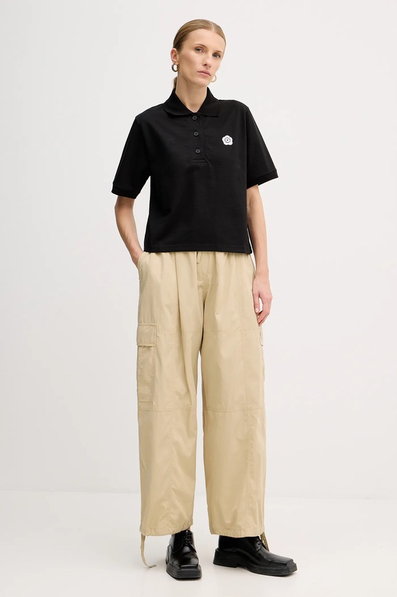 Kenzo polo bawełniane Boke Flower 2.0 FF52TS1604SB.99J czarny SS25