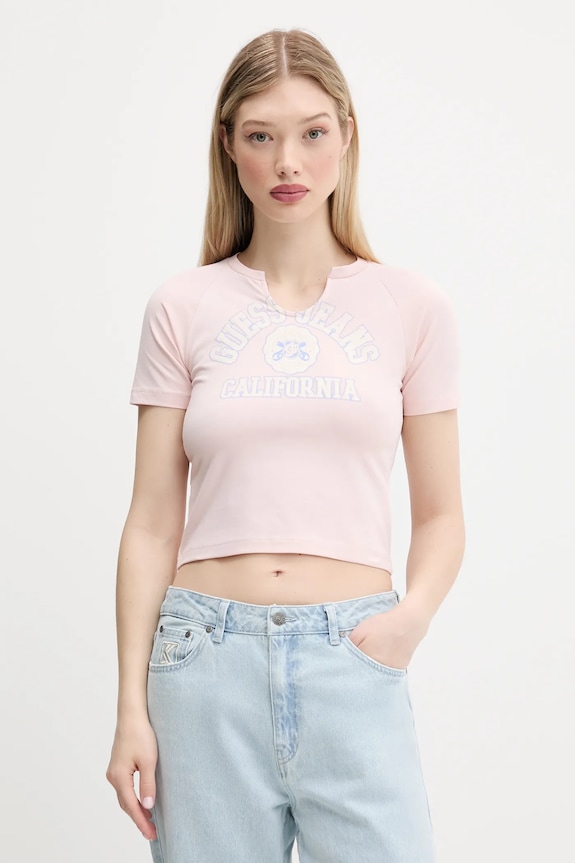 Tričko Guess Jeans slim růžová W5GI27.J1314