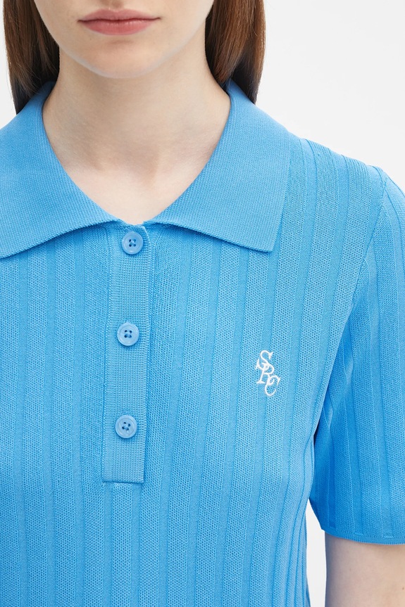 Sporty & Rich polo shirt Src Ribbed Polo blue TO069620305BL24