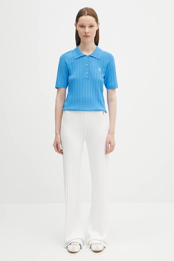 Sporty & Rich polo shirt Src Ribbed Polo TO069620305BL24 blue