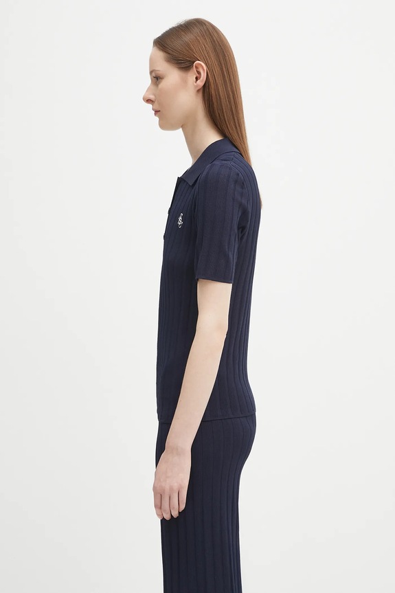 Πόλο Sporty & Rich Src Ribbed Polo WS069620305BL106 σκούρο μπλε SS25