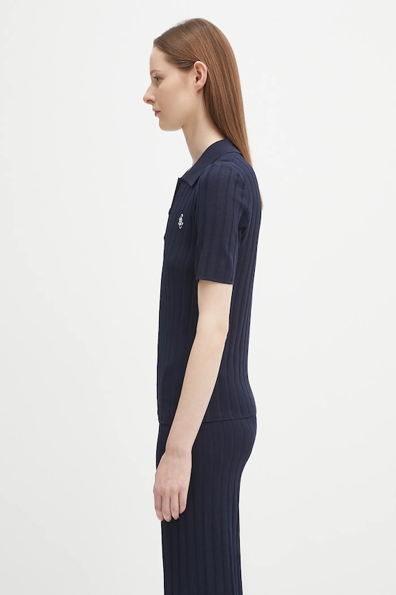 Πόλο Sporty & Rich Src Ribbed Polo WS069620305BL106 σκούρο μπλε SS25