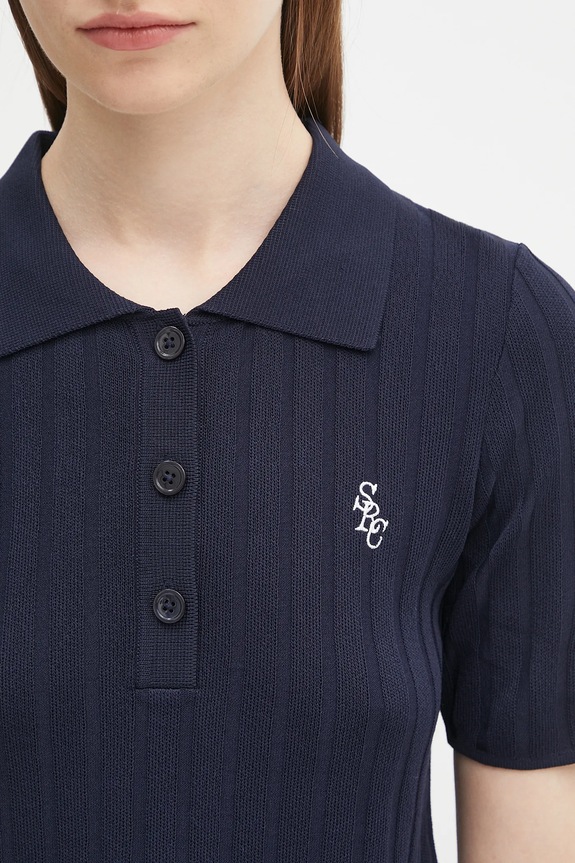 Πόλο Sporty & Rich Src Ribbed Polo σκούρο μπλε WS069620305BL106