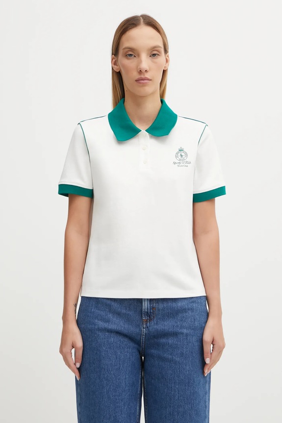Sporty & Rich polo shirt Crown 70S Pique with elastane white TO057621304WH27