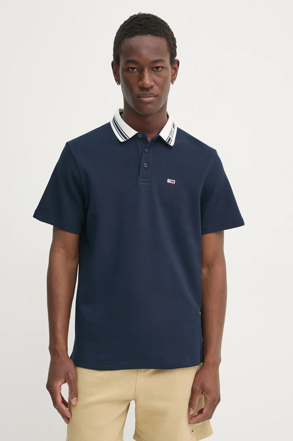 Tommy Jeans tricou polo regular bleumarin DM0DM20225