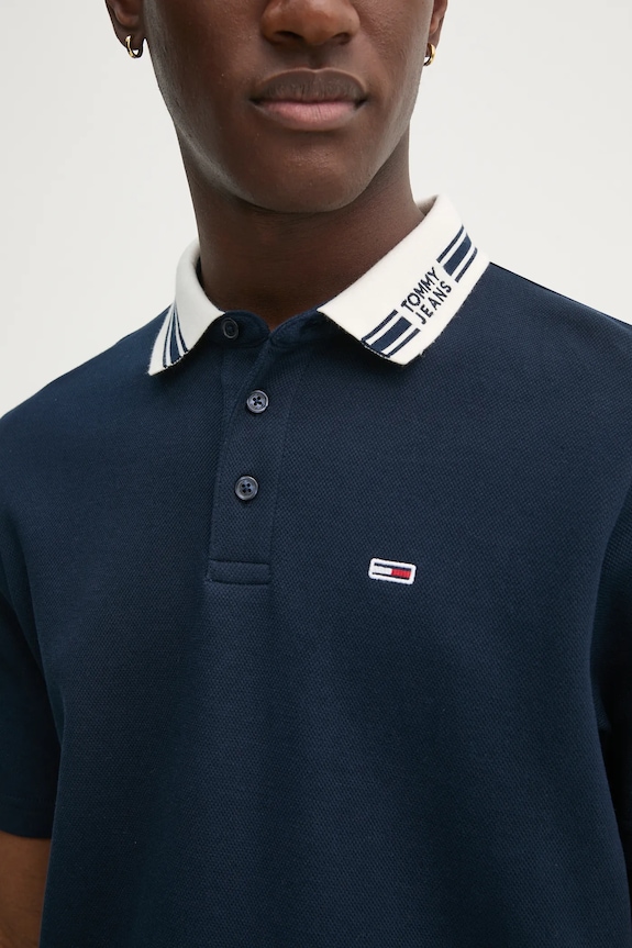 Tommy Jeans tricou polo DM0DM20225 bleumarin