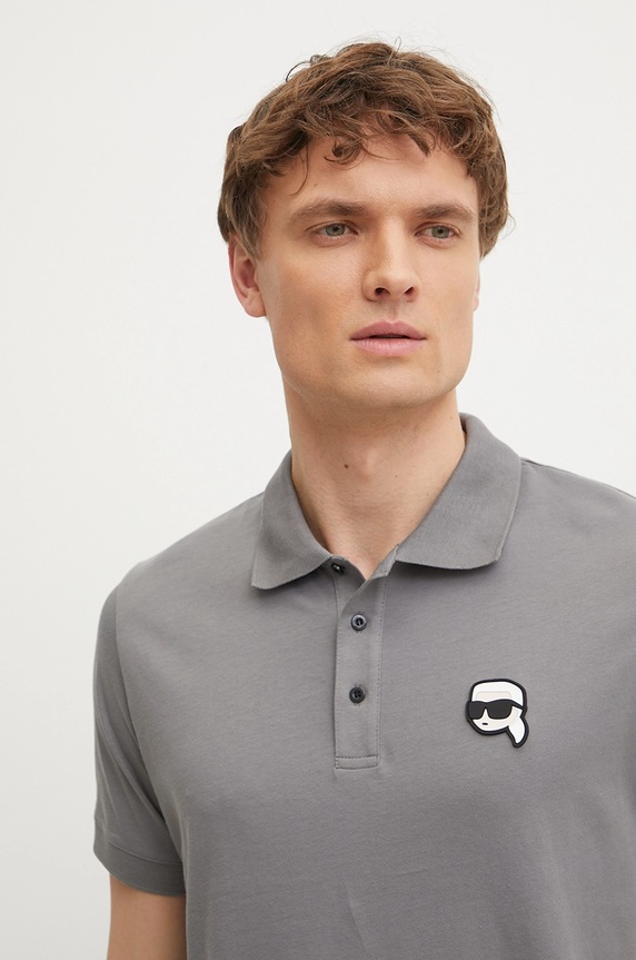 Bavlněné polo tričko Karl Lagerfeld šedá 551224.745710