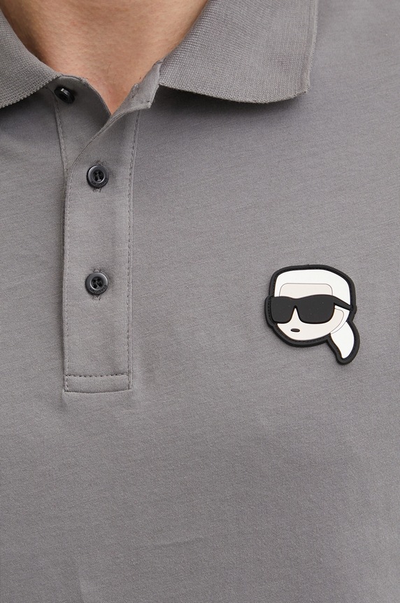 Bavlněné polo tričko Karl Lagerfeld 551224.745710 šedá