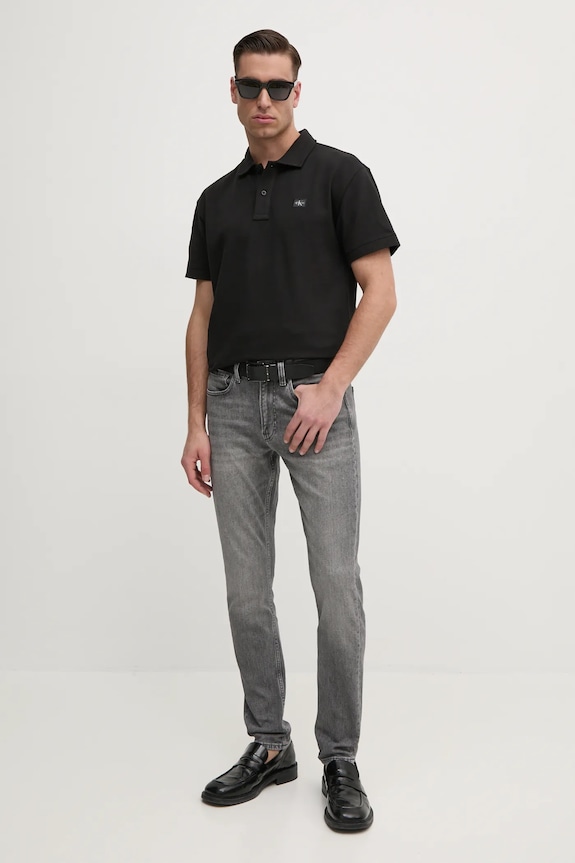 Calvin Klein Jeans tricou polo J30J327040 negru SS25