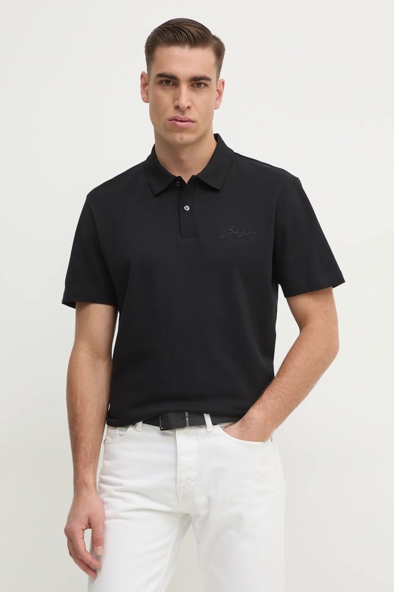 Bavlněné polo tričko BOSS černá 50531402