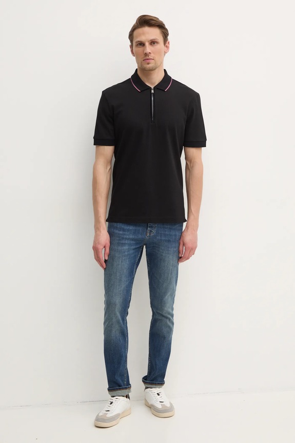 Bavlnené polo tričko BOSS 50532612 čierna SS25
