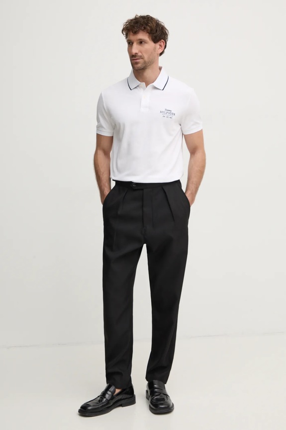 Tommy Hilfiger tricou polo MW0MW37519 alb SS25