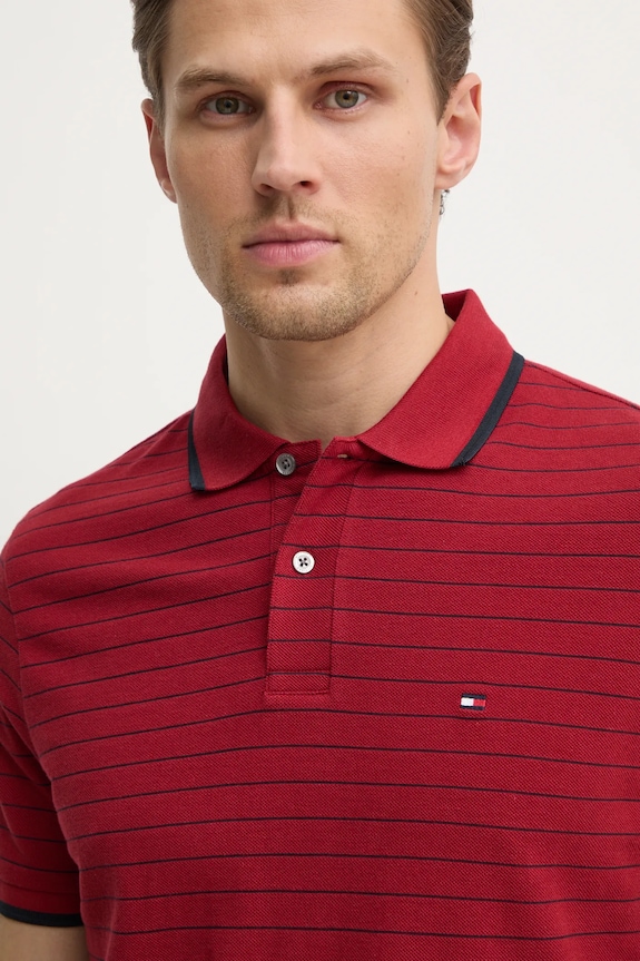 Tommy Hilfiger polo bawełniane bordowy MW0MW37527