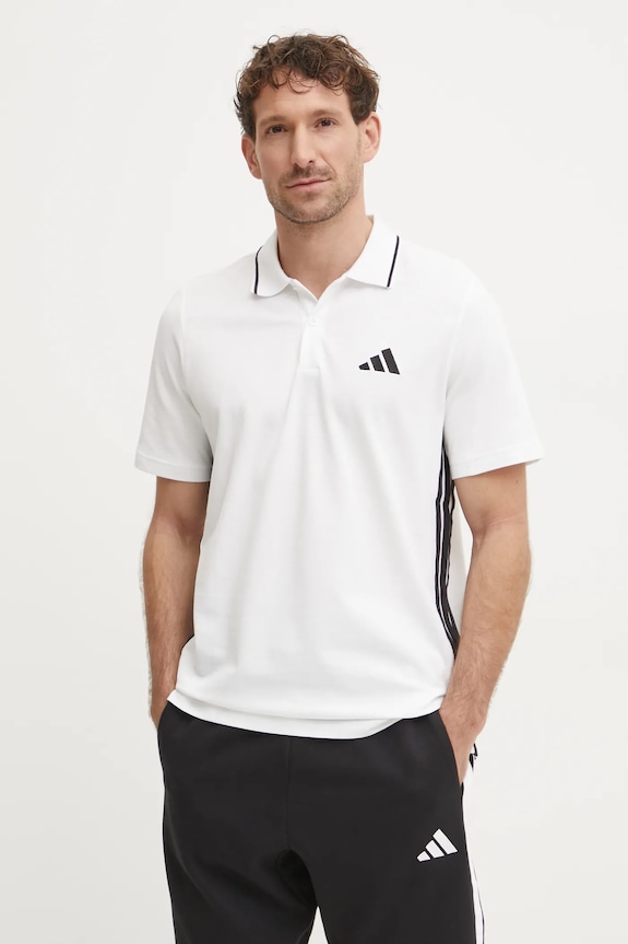 adidas polo bawełniane Essentials nadruk beżowy JE6383