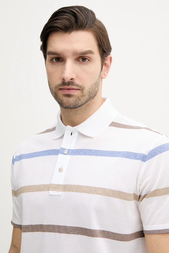 Βαμβακερό μπλουζάκι πόλο Paul&Shark λευκό 25411227