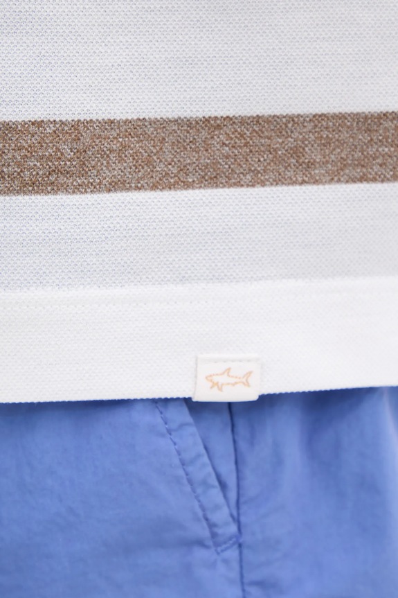 Βαμβακερό μπλουζάκι πόλο Paul&Shark 25411227 λευκό