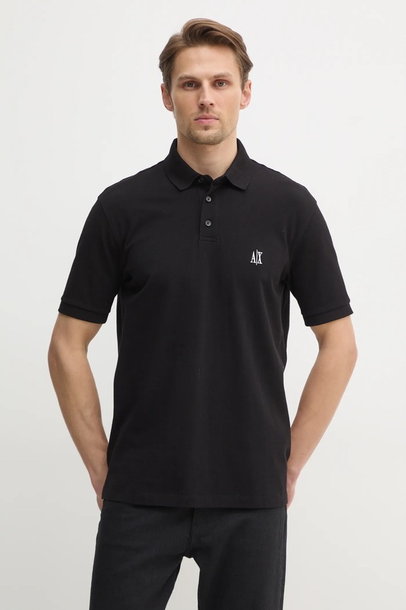Armani Exchange polo bawełniane bawełna czarny XM000367.AF13022.NOS