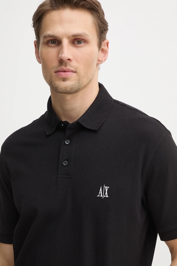 Armani Exchange polo bawełniane czarny XM000367.AF13022.NOS