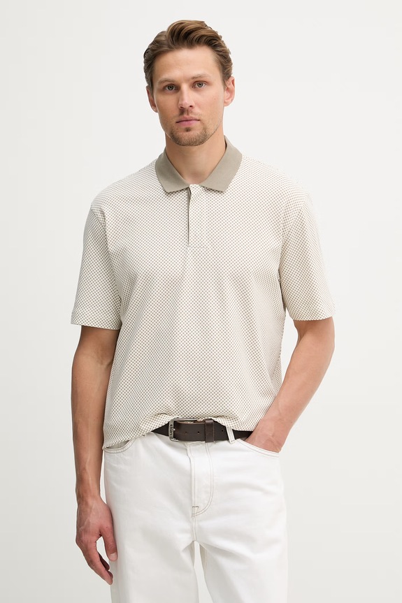 Armani Exchange polo muški od pamuka s elastanom bež XM000736.AF10819