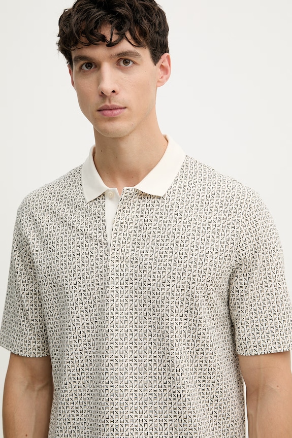 Armani Exchange polo za muškarce od pamuka s elastanom bež XM000736.AF10819