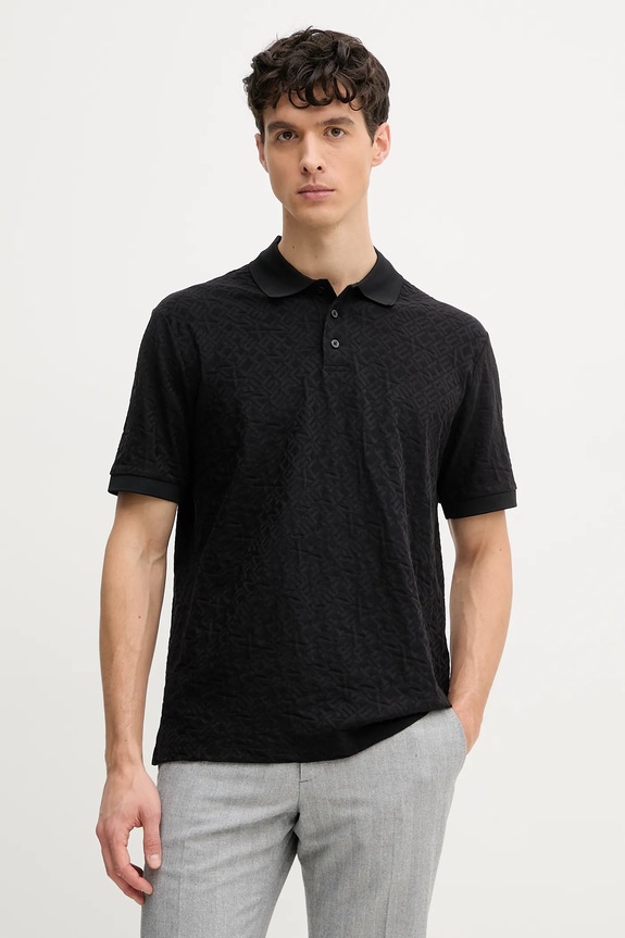 Armani Exchange polo bawełniane wzorzyste czarny XM000477.AF10337