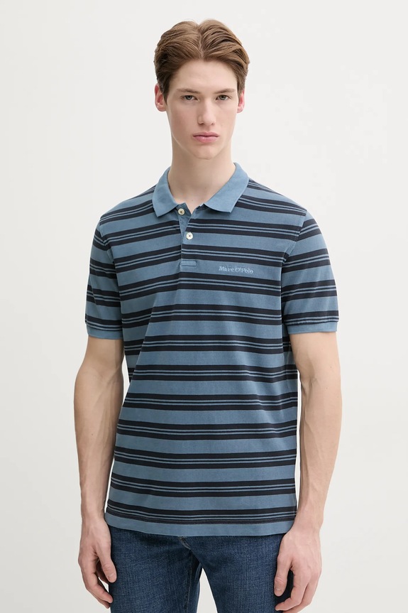 Marc O'Polo polo bawełniane wzorzyste niebieski 522206853040