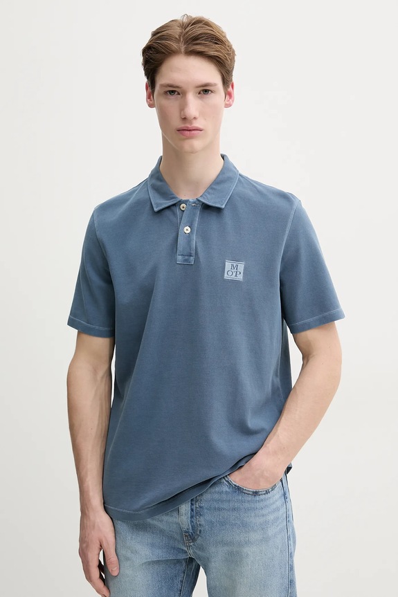 Bavlněné polo tričko Marc O'Polo hladký modrá 522226653126
