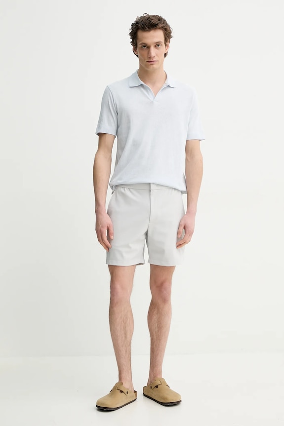 Polo tričko s lněnou směsí Marc O'Polo 523209153026 modrá SS25