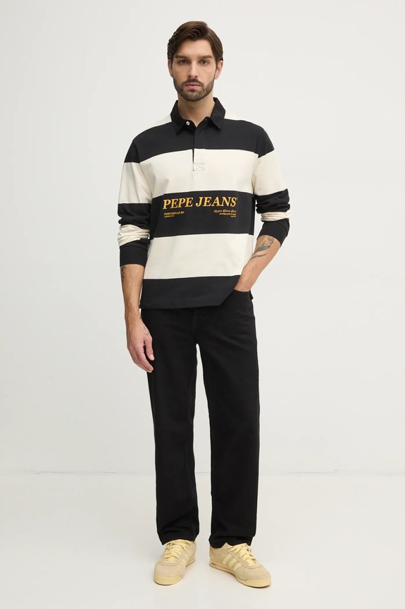 Pepe Jeans longsleeve din bumbac BRANDON PM542230 negru SS25