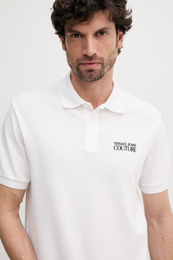 Versace Jeans Couture polo bawełniane beżowy 78GAG623.J0003