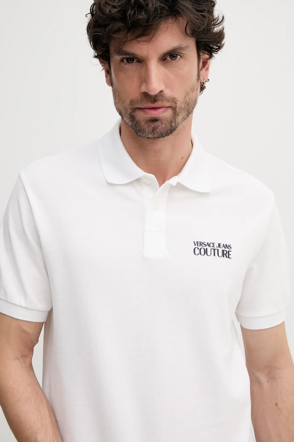Versace Jeans Couture polo bawełniane beżowy 78GAG623.J0003