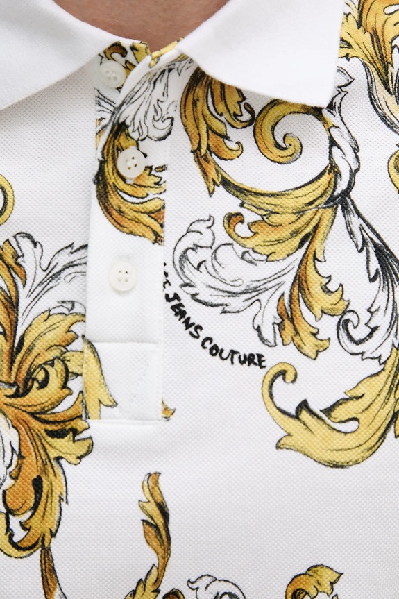 Βαμβακερό μπλουζάκι πόλο Versace Jeans Couture 78GAG6S0.JS460 λευκό