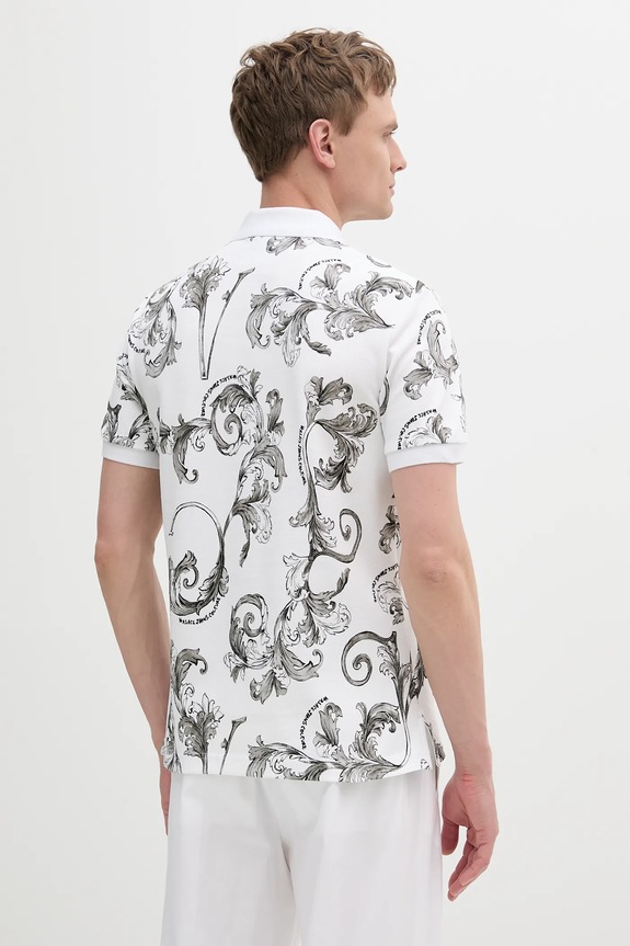 Ρούχα Βαμβακερό μπλουζάκι πόλο Versace Jeans Couture 78GAG6S0.JS460 λευκό