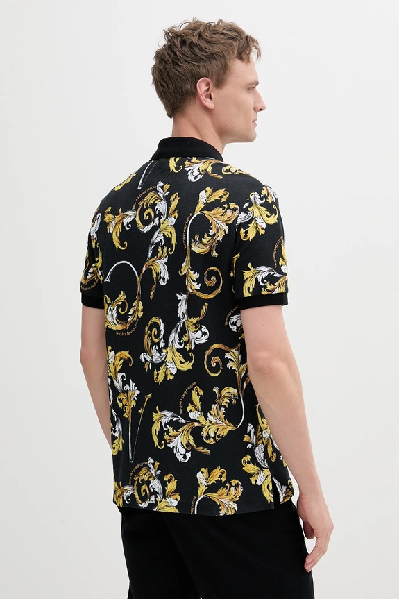 Ρούχα Βαμβακερό μπλουζάκι πόλο Versace Jeans Couture 78GAG6S0.JS460 μαύρο