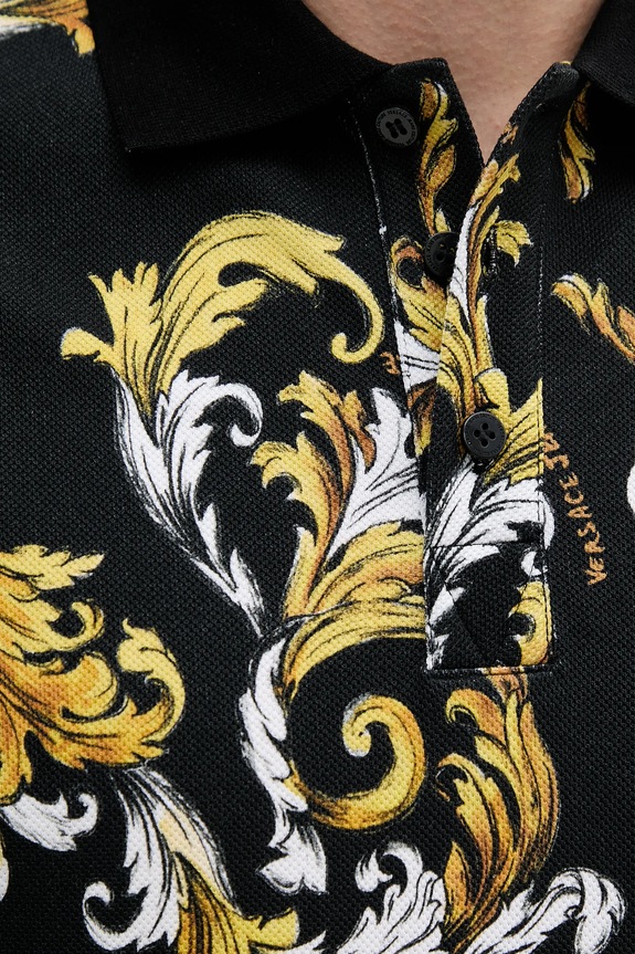 Βαμβακερό μπλουζάκι πόλο Versace Jeans Couture 78GAG6S0.JS460 μαύρο