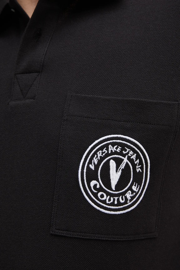 Βαμβακερό μπλουζάκι πόλο Versace Jeans Couture 78GAGT01.CJ01T μαύρο
